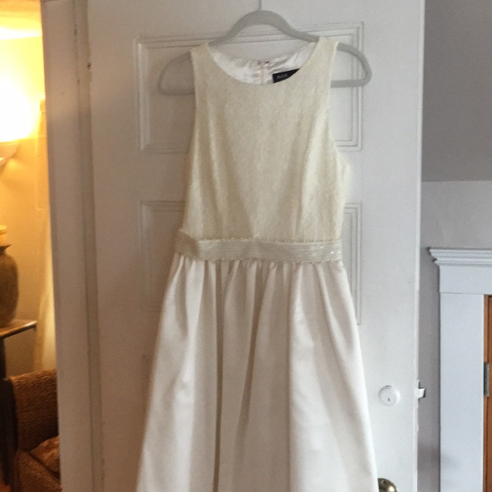 Ivory lace and tafetta dress